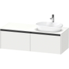 Duravit Ketho 2 wastafelonderbouwkast incl. consoleplaat met 2 laden voor waskom rechts 140x55x45.9cm met handgrepen antraciet wit mat SW772286