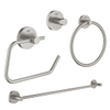 GROHE Essentials accessoireset 4-delig met handdoekring, handdoekhouder, handdoekhaak en toiletrolhouder zonder klep super steel SW529111