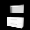 Basic-Line Economic 46 badkamermeubelset - 120x46cm - met grepen - 2 lades - wastafelblad - Spiegel - geintegreerde LED verlichting - MDF lak Ice White SW639308