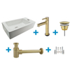 FugaFlow Eccelente Sobrado Badkamer Fonteinset - rechts - 1 kraangat - fonteinkraan geborsteld messing - wit SW1124030