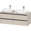 Duravit Ketho 2 wastafelonderbouwkast incl. consoleplaat met 4 laden voor dubbele waskommen 140x55x56.8cm met handgrepen antraciet taupe supermat SW773159