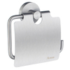 Smedbo Home Toiletrolhouder - met klep - rond - geborsteld chroom SW12181