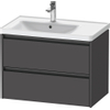 Duravit Ketho 2 wastafelonderbouwkast met 2 laden voor waskom links 78.4x45.5x54.9cm met grepen antraciet grafiet mat SW773007