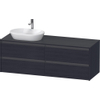 Duravit Ketho 2 wastafelonderbouwkast incl. consoleplaat met 4 laden voor waskom links 160x55x56.8cm met handgrepen antraciet eiken zwart mat SW773011