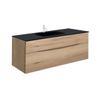 Crosswater Glide II Badmeubelset - 100x45x52cm - 2 lades - greeploos - wastafel midnight black - kraangat - windsor oak SW876711