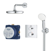 GROHE Grohtherm Perfect Regendoucheset - hoofdddouche 21cm - 2 functies handdouche rond 10cm - rechthoekig afbouwdeel - chroom SW236924