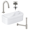 GROHE Euro fonteinset 37x18cm 1 kraangat zonder overloop gebogen super steel kraan sifon afvoerplug fontein Rechthoek wit SW657320