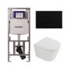 QeramiQ Dely Toiletset - 36.3x51.7cm - diepspoel - rimless - Geberit UP320 inbouwreservoir - softclose toilet zitting 35 mm - metaal mat zwarte bedieningsplaat - rechthoekige knoppen - mat wit SW1235388