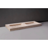 Forzalaqua Bellezza Doppio wastafel 160.5x51.9x9cm Rechthoek 0 kraangaten 2 wasbakken Natuursteen Travertin gezoet SW369878
