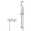 GROHE Precision Flow Glijstangset - 62cm - thermostatische douchekraan - ronde handdouche - 1 straalsoort - gladde slang - chroom SW722336