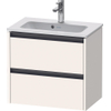 Duravit Ketho 2 wastafelonderbouwkast met 2 laden 61x39x54.9cm met grepen antraciet wit supermat SW772905