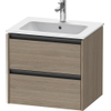 Duravit Ketho 2 wastafelonderbouwkast met 2 laden 61x48x55cm met grepen antraciet eiken terra mat SW772377