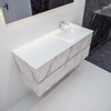 MONDIAZ VICA Badkamermeubelset - 120cm - 2 lades - wasbak Cloud rechts - 1 kraangat - solid surface carrara marmer SW410342