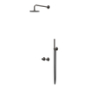 IVY Concord Regendoucheset - inbouw - symmetry - 2-weg stop-omstel - 20cm plafondbuis - 25cm medium hoofddouche - glijstang met uitlaat - 150cm doucheslang - staafmodel handdouche - RVS316 - geborsteld carbon black PVD SW1031992