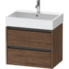 Duravit Ketho 2 wastafelonderbouwkast met 2 laden 68.4x46x54.9cm met grepen antraciet donker noten mat SW772234