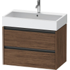Duravit Ketho 2 wastafelonderbouwkast met 2 laden 78.4x46x54.9cm met grepen antraciet donker noten mat SW772716