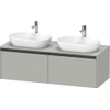 Duravit Ketho 2 wastafelonderbouwkast incl. consoleplaat met 2 laden voor dubbele waskommen 140x55x45.9cm met handgrepen antraciet betongrijs mat SW772201