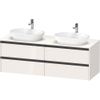 Duravit Ketho 2 wastafelonderbouwkast incl. consoleplaat met 4 laden voor dubbele waskommen 160x55x56.8cm met handgrepen antraciet hoogglans wit SW772308