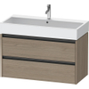 Duravit Ketho 2 wastafelonderbouwkast met 2 laden 98.4x46x54.9cm met grepen antraciet eiken terra mat SW772385