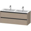 Duravit Ketho 2 wastafelonderbouwkast met 2 laden voor dubbele wastafel 128x48x55cm met grepen antraciet Linnen mat SW773064