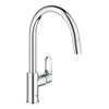 Grohe Start Flow Keukenkraan - 1-gats - hoge draaibare - uittrekbare uitloop - voorsprong 21.5cm - open greep - chroom SW924647