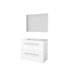 Basic-Line Ultimate 39 badkamermeubelset - 80x39cm - met grepen - 2 lades - porseleinen wastafel - 1 kraangat - Spiegel - verlichting MDF lak Ice White SW639224