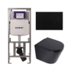 QeramiQ Dely Toiletset - 36.3x51.7cm - diepspoel - rimless - Geberit UP320 inbouwreservoir - softclose toilet zitting 35 mm - metaal mat zwarte bedieningsplaat - ronde knoppen - mat zwart SW1235430