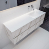 MONDIAZ VICA Badkamermeubelset - 150cm - 2 lades - wasbak Cloud rechts - 0 kraangaten - solid surface carrara marmer SW410250