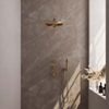 Brauer Gold Edition Regendoucheset inbouw - hoofddouche 30cm - 3 gladde knoppen - rechte wandarm - handdouche staaf 1 stand - PVD - geborsteld goud SW547669