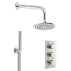 Crosswater MPRO Regendoucheset Inbouw - hoofddouche 20cm - 2 functies - 3 knoppen - wandarm 33cm - staafhanddouche 1 stand - rvs geborsteld SW487215