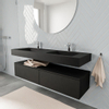 MONDIAZ ALAN 150cm - onderkast - 2 lades - vrijhangende wastafel - 2 wasbakken - 2 kraangaten - urban SW408688