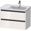 Duravit Ketho 2 wastafelonderbouwkast met 2 laden voor waskom rechts 78.4x45.5x54.9cm met grepen antraciet hoogglans wit SW771802