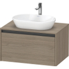 Duravit Ketho 2 wastafelonderbouwkast incl. consoleplaat met 1 lade 80x55x45.9cm met handgreep antraciet eiken terra mat SW773004