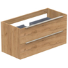 Thebalux Type onderbouwkast 100x45x50cm opbouwgreep RVS 2 softclose lades standaard greep MDF/spaanderplaat sequoia SW768548