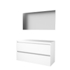 Basic-Line Basic 46 badkamermeubelset - 120x46cm - greeploos - 2 lades - wastafelblad - Spiegel - MDF lak Ice White SW639174