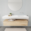 MONDIAZ ALAN 150cm - onderkast - washed oak - 1 lade - vrijhangende wastafel - wasbak rechts - 0 kraangaten - talc SW408602