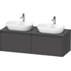 Duravit Ketho 2 wastafelonderbouwkast incl. consoleplaat met 2 laden voor dubbele waskommen 140x55x45.9cm met handgrepen antraciet grafiet mat SW772341