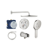 Grohe Grohtherm regendoucheset inbouw - hoofddouche rond - handdouche rond - gebogen wandarm - supersteel SW1235160