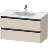 Duravit Ketho 2 wastafelonderbouwkast met 2 laden 98.4x45.5x54.9cm met grepen antraciet taupe supermat SW771791