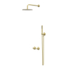 IVY Bond Regendoucheset - inbouw - symmetry - 2-weg stop-omstel - 30cm plafondbuis - 25cm medium hoofddouche - houder met uitlaat - 150cm doucheslang - 3-standen handdouche - Geborsteld mat goud PVD SW1033774