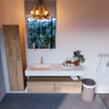 MONDIAZ ALAN - DLUX Badkamermeubelset - 130cm - onderkast - Washed Oak - 2 lades - vrijhangende wastafel - wasbak links - 1 kraangat - Opalo SW809093