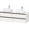 Duravit Ketho 2 wastafelonderbouwkast incl. consoleplaat met 4 laden voor dubbele waskommen 160x55x56.8cm met handgrepen antraciet wit supermat SW771978