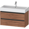 Duravit Ketho 2 wastafelonderbouwkast met 2 laden 98.4x46x54.9cm met grepen antraciet noten mat SW773106