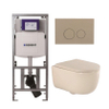 QeramiQ Dely Swirl Toiletset - 36.3x51.7cm - Geberit UP320 Burda inbouwreservoir - 35mm zitting - bedieningsplaat taupe - ronde knoppen - beige SW1164398