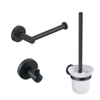 Fortifura Calvi Toiletset - toiletborstelhouder - open - handdoekhaak - toiletrolhouder - zonder klep - mat zwart SW809426