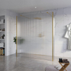 FugaFlow Eccelente Vetro Vrijstaande inloopdouche badkamer - 180x200cm - Helder geribbeld - antikalk - 8mm veiligheidsglas - 2 zijwanden 30cm - met wandarmen en hoekprofielen - Messing geborsteld (goud) - SW1125843
