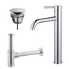 FugaFlow Eccelente Sobrado Badkamer Wastafelkraanset - verhoogde wastafelkraan - always open plug - design sifon - Chroom SW1124189