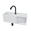 Wiesbaden Julia fonteinset solid surface met nis 54x20x20cm mat wit incl. victoria luxe fonteinkraan zwart mat SW793746