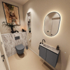 MONDIAZ TURE-DLUX 60cm toiletmeubel Dark Grey. EDEN wastafel Glace positie links. Met 1 kraangat. SW1103239
