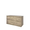 Proline Top badkamermeubelset - 120x46x63.2cm - wastafelblad - 4 laden - a symmetrisch - MFC Raw oak SW350496